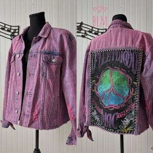 Fleetwood Mac pink acid wash denim jacket